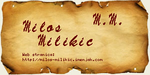 Miloš Milikić vizit kartica